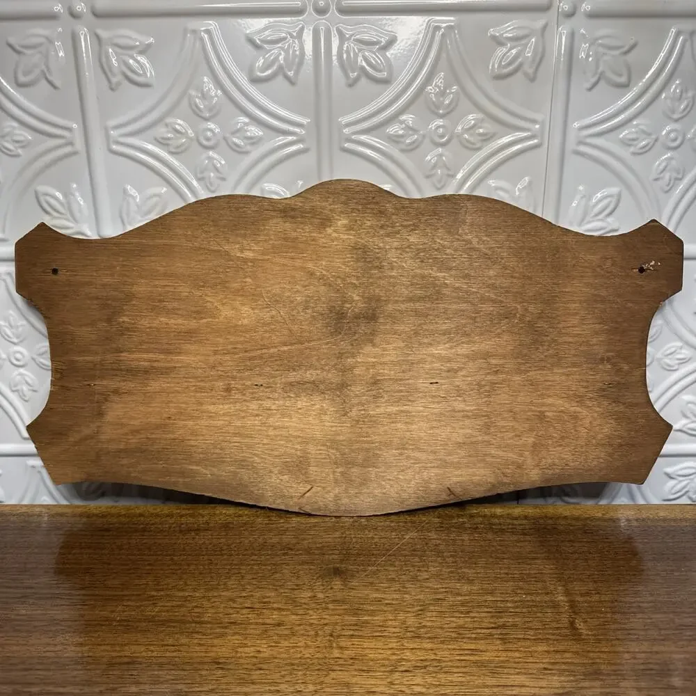 Vintage Wooden Souvenir Spoon Collector Wall Display Rack, Cornucopia, 16 Slots
